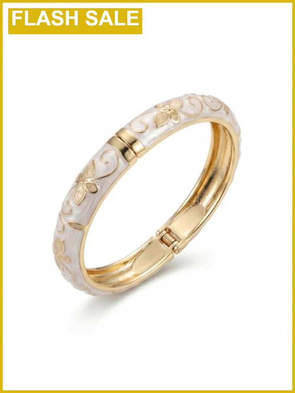 Cloisonne Bracelet Flower Enamel Floral Bangle Gold Plated Stackable